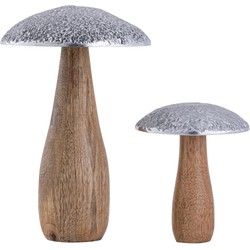 SVJ Deco Paddenstoelen - 13x13x20 cm - Hout - Naturel - Set van 2