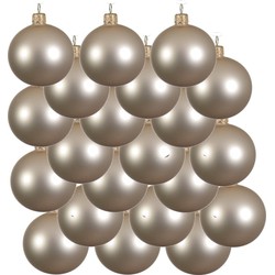 18x Glazen kerstballen mat licht parel/champagne 6 cm kerstboom versiering/decoratie - Kerstbal