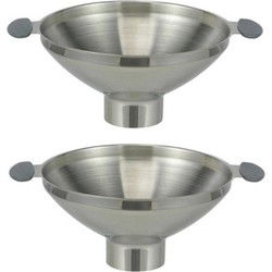 Trechter met extra brede opening - 2x - RVS - 13 x 6,5 cm - keukentrechter - Trechters