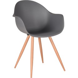 LABEL51 Eetkamerstoel Parma - Antraciet - Kunststof - Oak Metal Woodcover