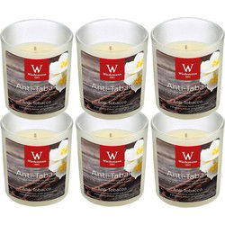Trend Candles Geurkaars - 6x - in glas - Anti tabac aroma - 8 uren - geurkaarsen