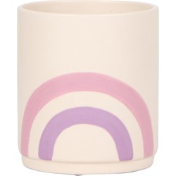 Kolibri Home | Rainbow roze bloempot - Crème keramieken sierpot met print Ø9cm