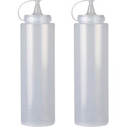 Urban Living Doseerfles/sausfles - 2x - kunststof - met schenktuit - 400 ml - 16 cm - Garneergerei