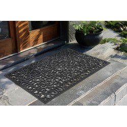 Lagos Rubber - Deurmat - Buitenmat – Zwart - Slijtvast & 100% Rubber- 45x75 CM