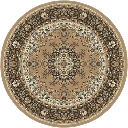 Nain Klassiek Medaillon - Rond - Laagpolig Oosters Vloerkleed - Vintage Tapijt - Beige- 160 CM ROND