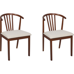 CRAIG - Eetkamerstoel set van 2 - Lichtbeige - Donker Hout
