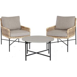 ESTORIL LOUNGE SET 3PCS (2X CHAIR  CARPIANO TABLE 50X50X36CM)  -  STEEL BLACK