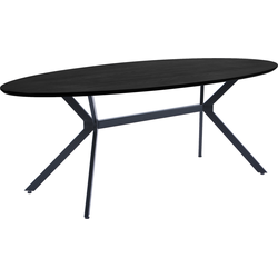 WOOOD Exclusive Bruno Eettafel Ovaal - Mdf - Zwart - 75x220x100