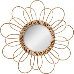 Atmosphera Wandspiegel - bloem - rotan - D38 cm - bohemian spiegel - Spiegels