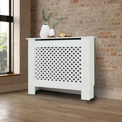 Radiatorbekleding met honingraatmotief wit, 78x19x82 cm, vervaardigd van gelakt MDF