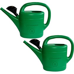 Set van 2x stuks groene kunststof bloemen/planten gieters met broeskop/sproeikop 8 liter - Gieters