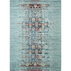 Safavieh Boho Chic Geweven Vloerkleed voor Binnen, Monaco Collectie, MNC208, in Blauw & Multi, 244 X 335 cm