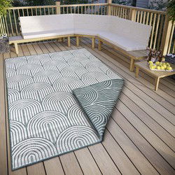 Binnen- En Buitenkleed Omkeerbaar - Pangli Japandi Groen - 80 X 150 CM