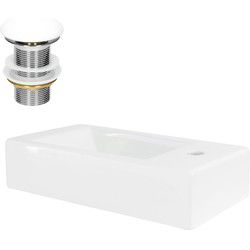 Wastafel incl. afvoergarnituur wit zonder overloop 46x26x11 cm wit keramiek ML design