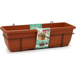 PlasticForte Balkonbak - bruin - 60 cm - plantenbak met hanger - Plantenbakken