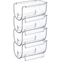 Excellent Houseware Flessenrek koelkast organizer - 4x - stapelbaar - kunststof - wijnrek - Koelkastonderdeel