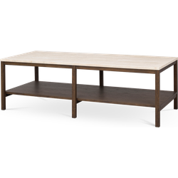 Orwel salontafel met travertin tafelblad donker eiken - 140 cm