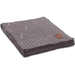 Knit Factory Aran Gebreid Plaid - Woondeken - Kleed - Taupe - 160x130 cm