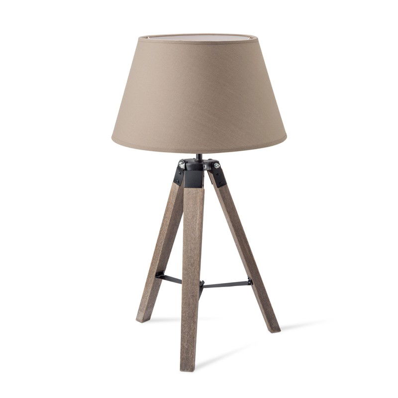 Moderne tafellamp Largo - taupe - tafellamp Hout vintage natuur inclusief lampenkap 30/20/17cm - tafellamp hoogte 56 cm - geschikt voor E27 LED lamp - Tafellamp geschikt voor woonkamer, slaapkamer, thuiskantoor - 