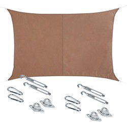 Schaduwdoek/zonnescherm Curacao rechthoekig taupe 2 x 3 meter met ophanghaken - Schaduwdoeken