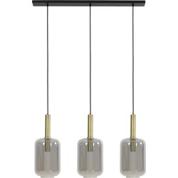 Light&living Hanglamp 3L 100x22x32 cm LEKAR antiek brons+smoke glas