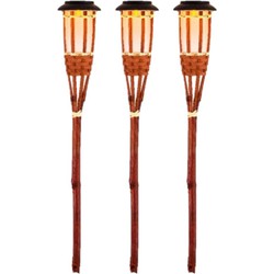 3x Oranje buiten/tuin Led fakkel Bodi solar verlichting 54 cm vlam - Fakkels