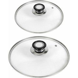 Set van 2x stuks universele glazen pannendeksels voor pannen van 18 en 24 cm - Pannendeksels