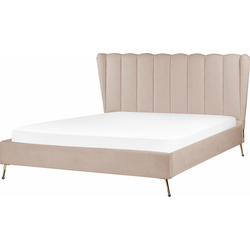 MIRIBEL - Tweepersoonsbed - Taupe - 160x200 -  Fluweel