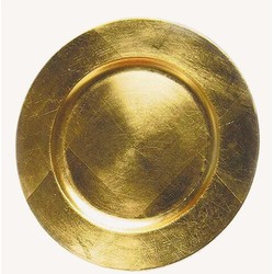 Rond kaarsenbord/kaarsenplateau goud van kunststof 33 cm - Kaarsenplateaus
