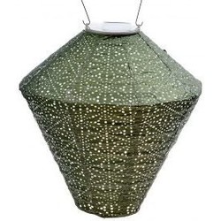 DE - Lumiz Solar Buitenlampion Sashiko Diamond - Solar Tuinverlichting - 28 cm - Licht Groen