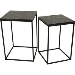 PTMD Bijzettafel Volos - 0x0x0 cm - Marmer - Bruin - Set van 2