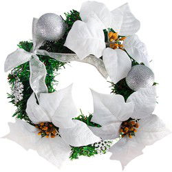 Deurkrans kerstkrans 22cm wit