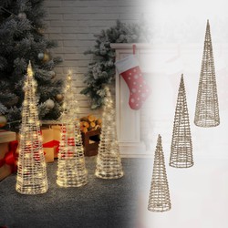 LED Lichtkegel Kerstdecoratie 40 cm Goud van Metaal met Warm Witte LEDs