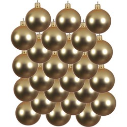 24x Glazen kerstballen mat goud 8 cm kerstboom versiering/decoratie - Kerstbal