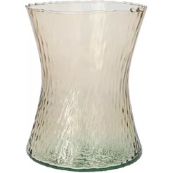 Bloemenvaas Dion - beige transparant glas - D16 x H20 cm - decoratieve vaas - bloemen/takken - Vazen