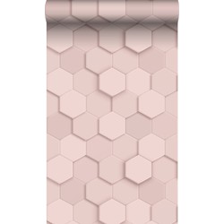 Origin Wallcoverings eco-texture vliesbehang 3d hexagon motief licht roze - 0,53 x 10,05 m - 347849