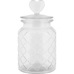 Clayre & Eef Voorraadpot Deksel Ø 11x20 cm Transparant Glas Hart
