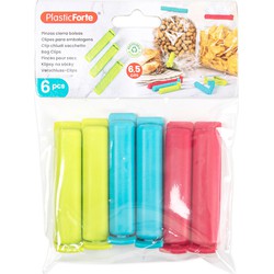 Plasticforte 6x afsluitclips / vershoudclips - 6 cm - keuken/voedsel zakjes afsluiten - Vershoudknijpers