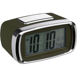 Atmosphera Tafelklok/wekker/alarmklok Snooze - groen/zilver - kunststof - 10 x 6 cm - Digitaal/led - Wekkers