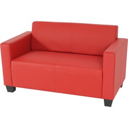 Cosmo Casa  L ounge sofa - Moderne 2 - zits Bank - Kunstleer - 136cm - Rood