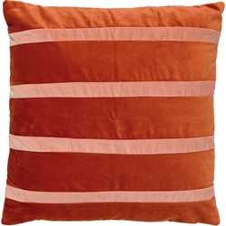 Dutch Decor PEMM - Sierkussen velvet 45x45 cm - Potters Clay oranje - roze streepjes - Dutch Decor