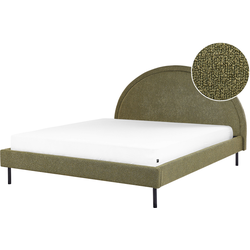 MARGUT - Bed - Olijfgroen - 160 x 200 cm - Bouclé