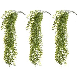 3x Groene Ficus kunstplanten hangende tak 80 cm UV bestendig - Kunstplanten