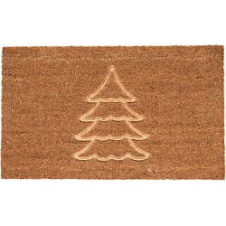 Clayre & Eef Deurmat  75x45 cm Bruin Kokosvezel Pvc Rechthoek Kerstboom Kokosmat