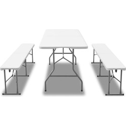 Feel Furniture - Opvouwbare picknicktafel - met dubbele bank - 180 x 70 cm