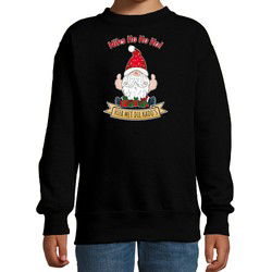 Bellatio Decorations kersttrui/sweater voor kinderen - Kado Gnoom - zwart - Kerst kabouter 12-13 jaar (152/164) - kerst truien kind
