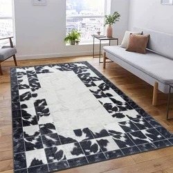 Amira Patchwork Design Zwart / Wit vloerkleed - Wasbaar - 80 X 250 CM