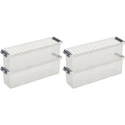 Sunware opbergbox - 5x - transparant - 1.3L - 27 x 8 x 9 cm - Opbergbox