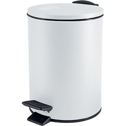 Spirella Pedaalemmer Cannes - wit - 5 liter - metaal - L20 x H27 cm - soft-close - toilet/badkamer - Pedaalemmers