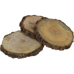 Boomschijven onderzetters voor glazen - hout - 4x - D10 cm - rond - gelakt - Glazenonderzetters